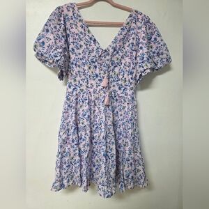 Jessica Simpson Lavender Floral Shirred Neck Blouse